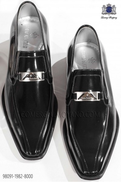 Black patent leather men shoes