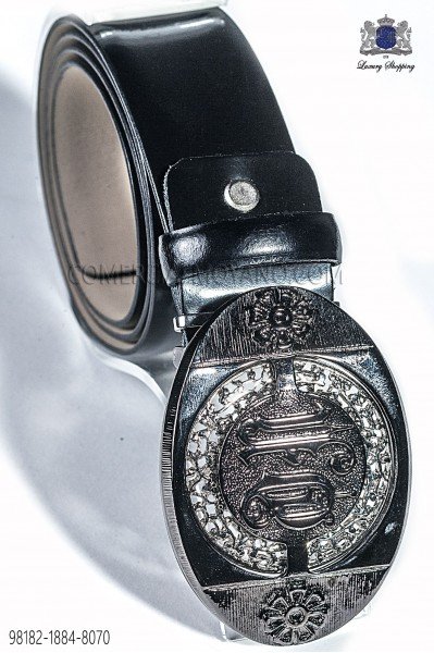 Black belt with baroque buckle 98182-1884-8070 Ottavio Nuccio Gala.
