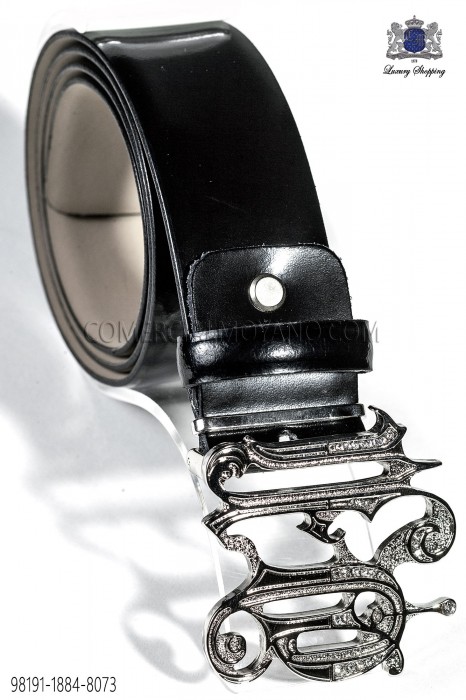 Black belt with gothic buckle 98191-1884-8073 Ottavio Nuccio Gala.