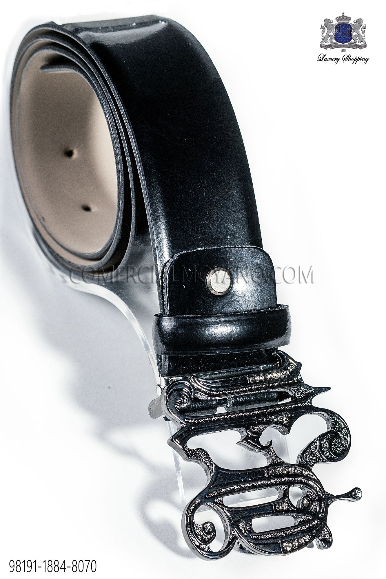 belt with buckle, grey Black baroque MMMoyano gunmetal
