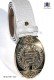 White damask belt with gold buckle 98182-1987-1020 Ottavio Nuccio Gala.