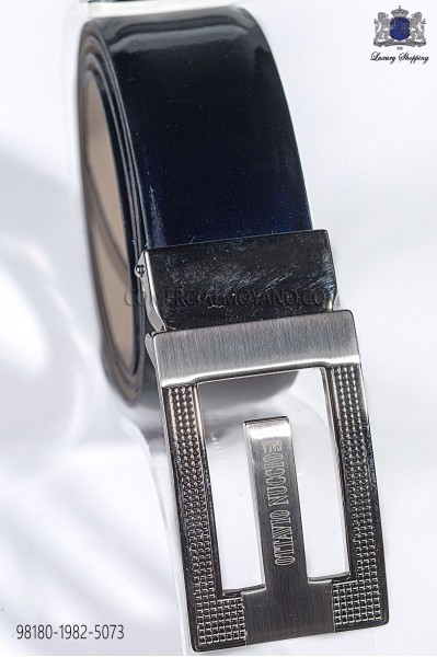 Navy blue patent leather belt 98180-1982-5073 Ottavio Nuccio Gala.