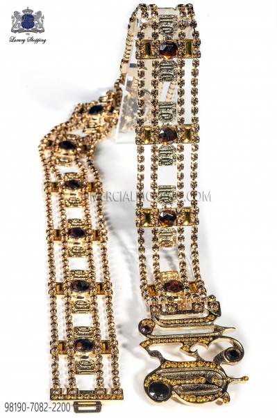 Gold-tone metal belt with gold crystals 98190-7082-2200 Ottavio Nuccio Gala.