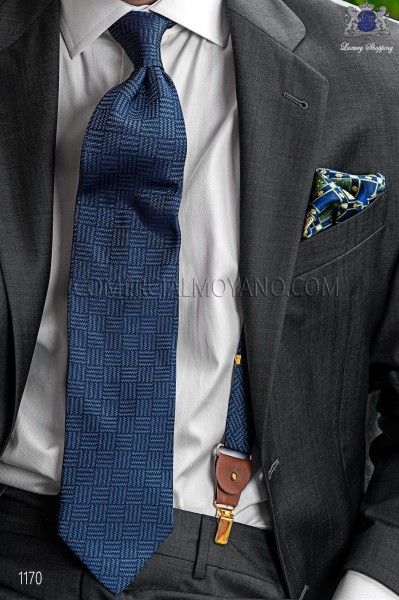 Blue pure silk suspenders 98428-9000-5071 Ottavio Nuccio Gala.