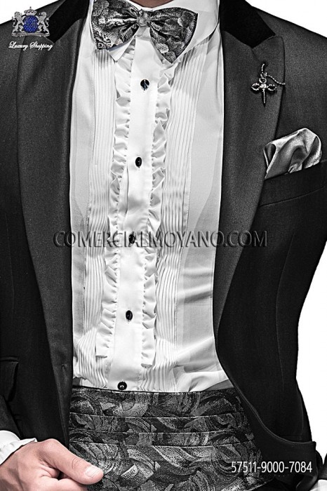 Gray silk cummerbund and bow tie 57511-9000-7084 Ottavio Nucico Gala.