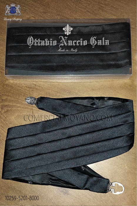 Black satin tuxedo cummerbund 10259-5201-8000 Ottavio Nuccio Gala.