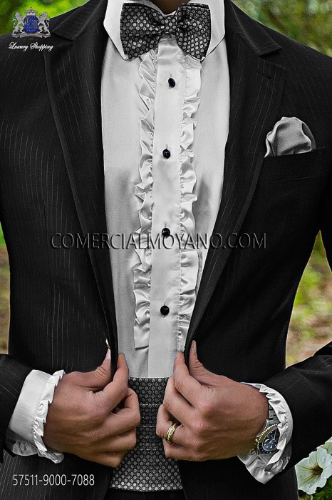 Gray silk cummerbund and bow tie 57511-9000-7088 Ottavio Nuccio Gala.