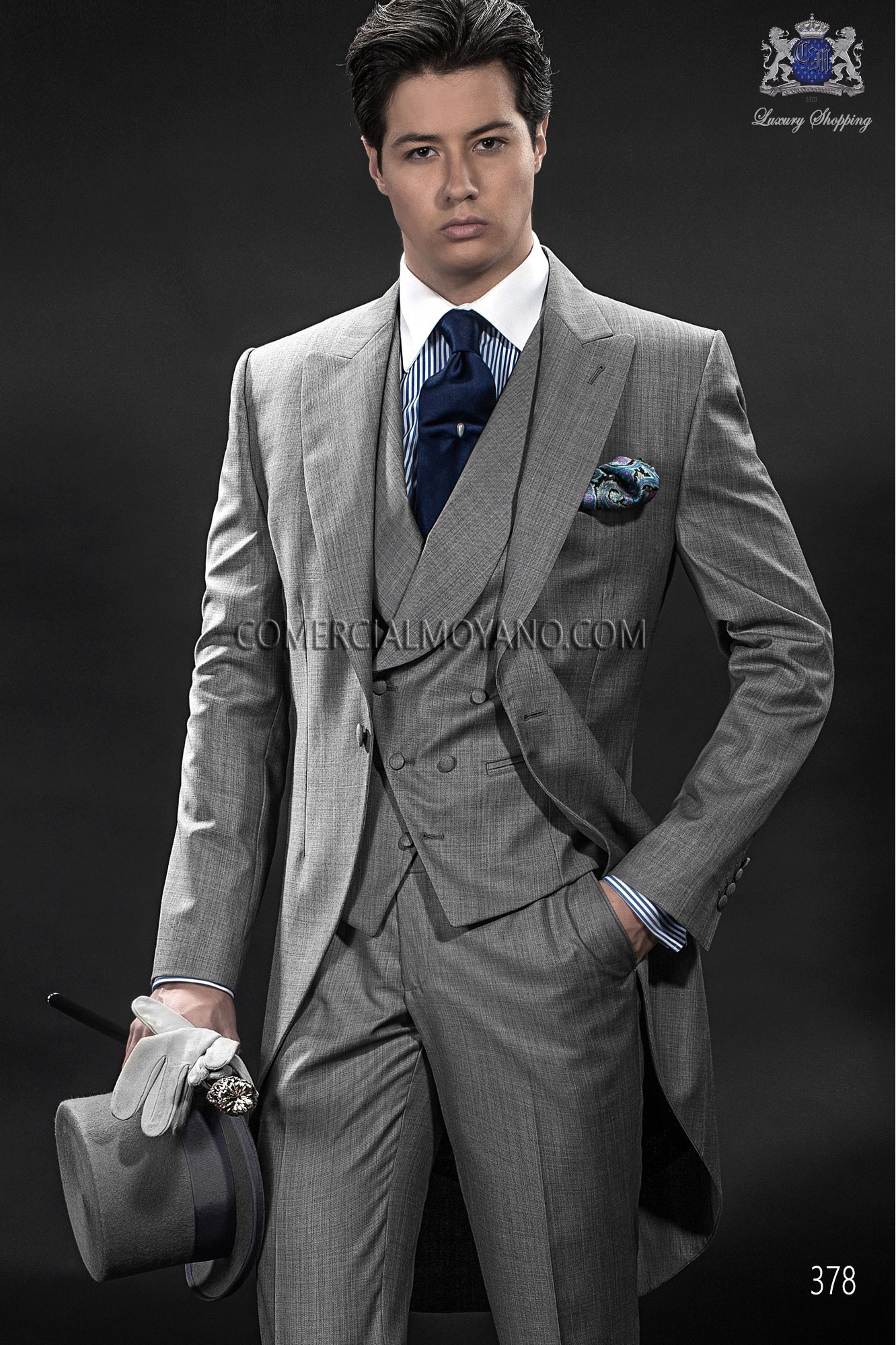 Gentleman grey men wedding suit model 378 Mario Moyano