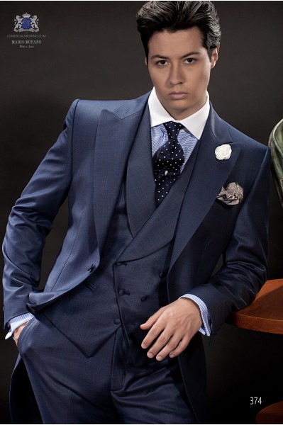 Gentleman blue men wedding suit style 374 Mario Moyano