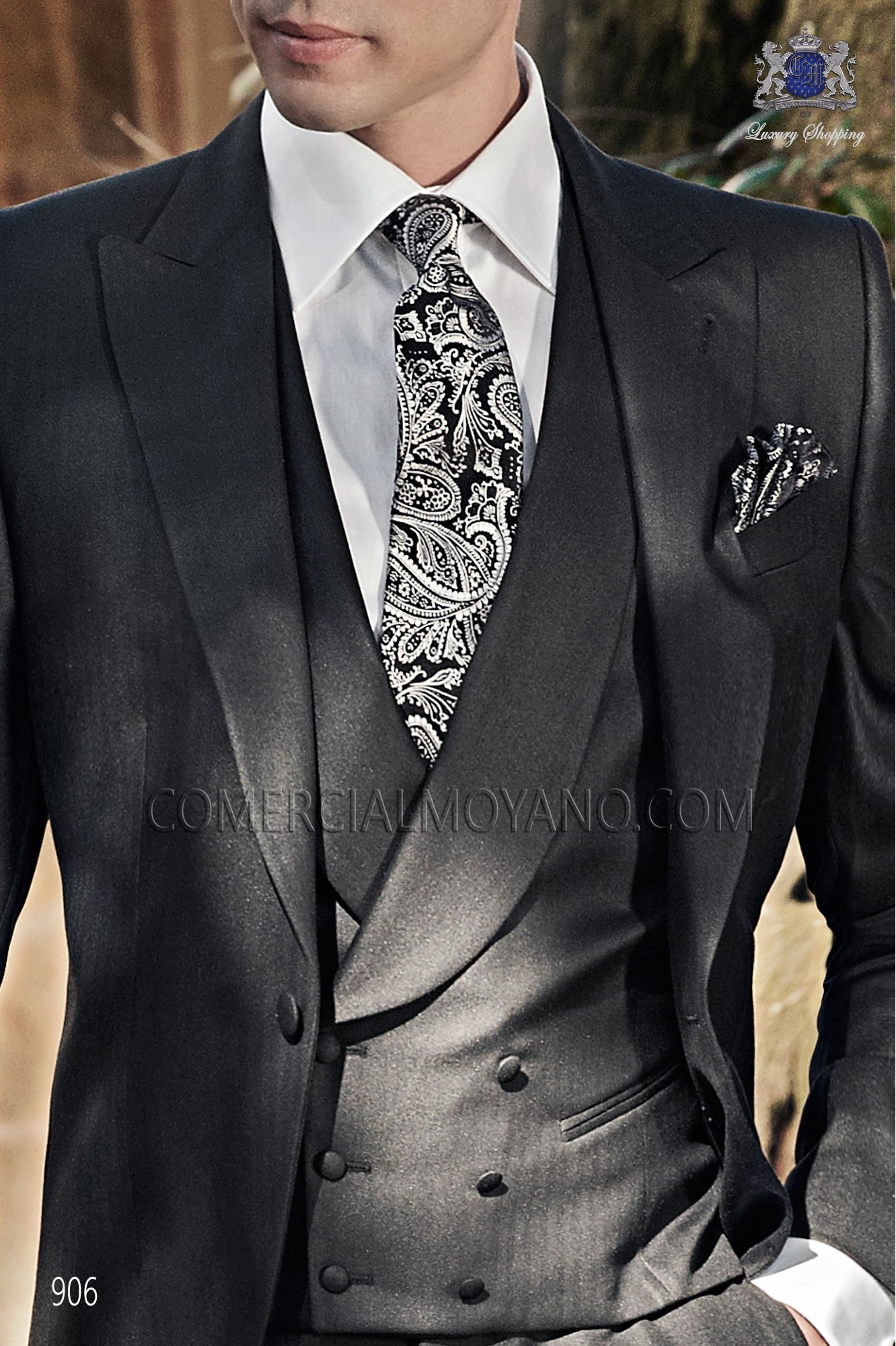 Italian gentleman black men wedding suit, model: 906 Mario Moyano Gentleman Collection