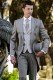 Italian gray fil a fil wedding morning suit
