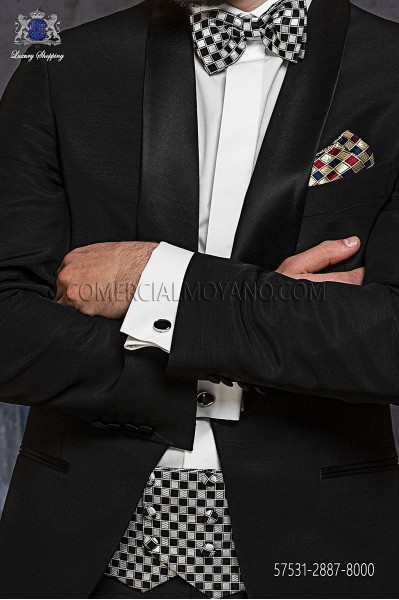 Black silk cummerbund and bow tie 57531-2887-8000 Ottavio Nuccio Gala.