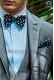 Blue jacquard silk bow tie with handkerchief 56572-1924-5000 Ottavio Nuccio Gala.