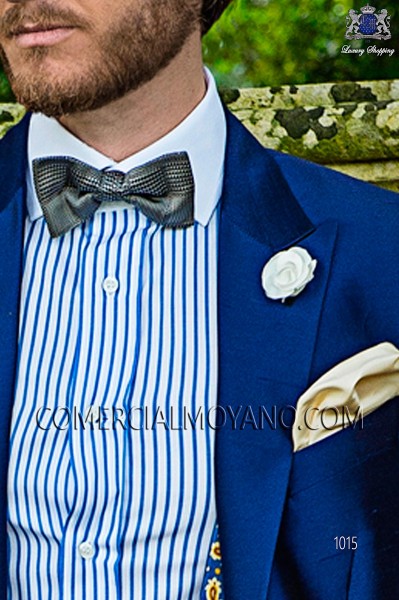 Blue jacquard silk bow tie 10272-9000-5091 Ottavio Nuccio Gala.