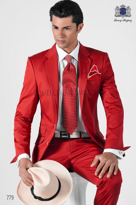 Red cotton fashion men suit