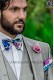 Sky blue floral patterned designer silk bow tie and handkerchief set 56572-2861-5500 Ottavio Nuccio Gala.