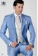 Sky blue shantung italian fashion suit