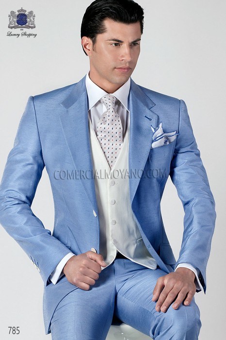 Sky blue shantung beach groom suit Mario Moyano 785