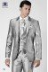 Pearl gray shantung italian fashion suit three piece