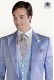 Sky blue satin groom fashion frock coat