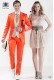 Orange satin cotton fashion men suit