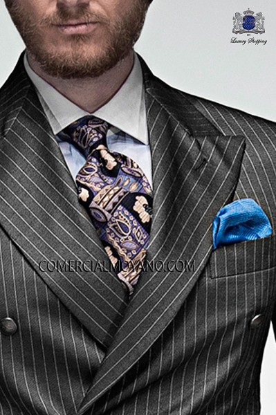 Blue tie with design 10103-9000-5199 Ottavio Nuccio Gala.