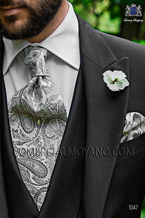 Gray cashmere tie and handkerchief 56579-2901-7400 Ottavio Nuccio Gala.