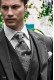 Black striped ascot tie and handkerchief 56579-2843-8000 Ottavio Nuccio Gala.