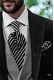 Black and silver silk ascot tie and handkerchief 56579-2845-8100 Ottavio Nuccio Gala.