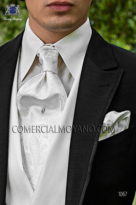 Corbatón y pañuelo blanco cashmere 56579-2901-1000 Ottavio Nuccio Gala.