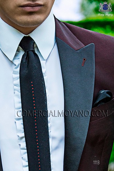 Black lurex tie and handkerchief 56560-2645-8030 Ottavio Nuccio Gala. 