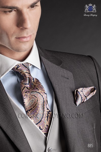 Cashmere silk tie & handkerchief 56502-2879-5100 Ottavio Nuccio Gala.