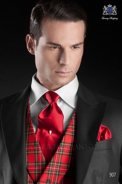 Red satin tie and handkerchief 56503-2640-3200 Ottavio Nuccio Gala.
