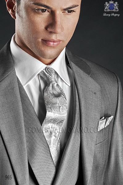 Silver cashmere tie and handkerchief 56502-2901-7300 Ottavio Nuccio Gala.