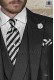 Black and silver striped tie and handkerchief 56502-2845-8000 Ottavio Nuccio Gala.