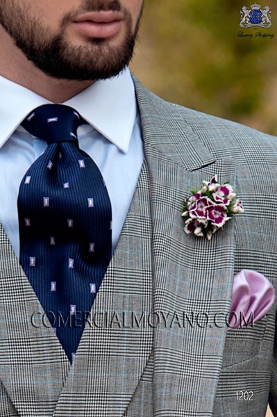 Blue tie with design 10103-2308-5000 Ottavio Nuccio Gala.