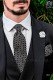 Black jacquard silk tie and handkerchief 56502-2837-8000 Ottavio Nuccio Gala.