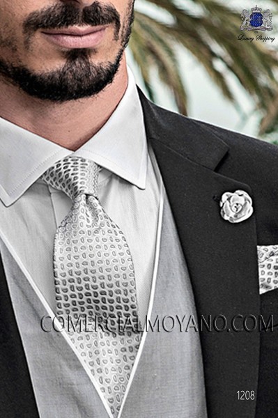 Corbata y pañuelo gris perla 56502-2886-7300 Ottavio Nuccio Gala.
