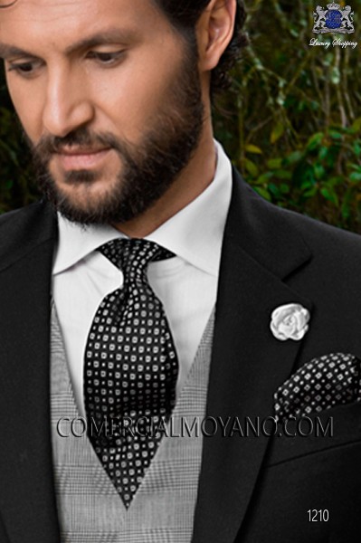 Black silk tie & handkerchief 56502-2836-8000 Ottavio Nuccio Gala.