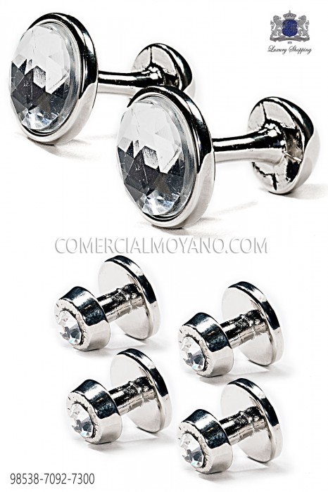 Set buttons and round crystal cufflinks 98538-7092-7300 Ottavio Nuccio Gala.