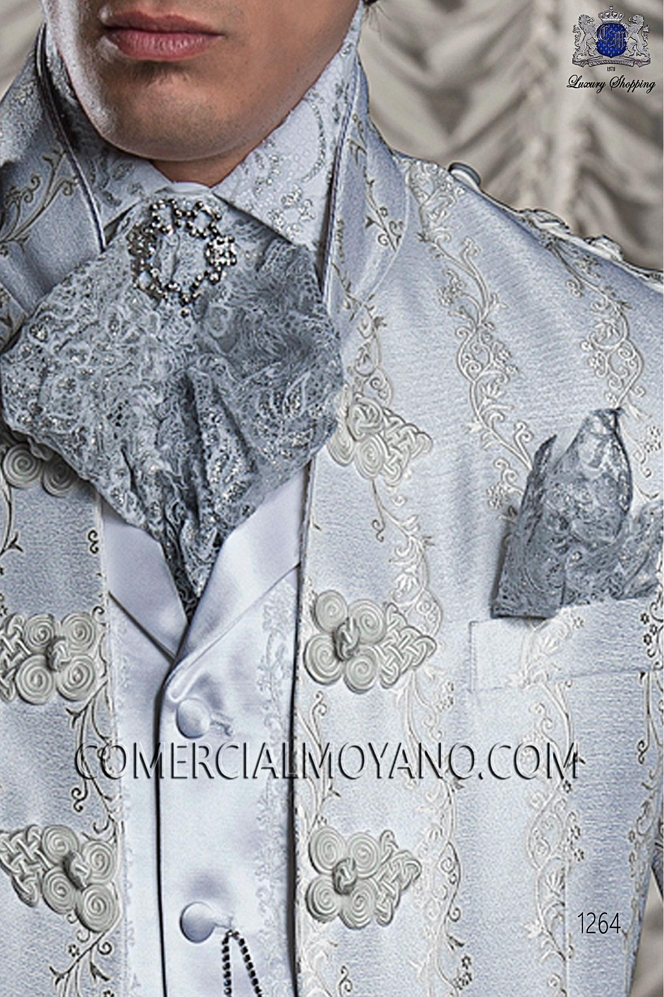 Silver handkerchief, Mario lace tie Moreno with Pre-tied