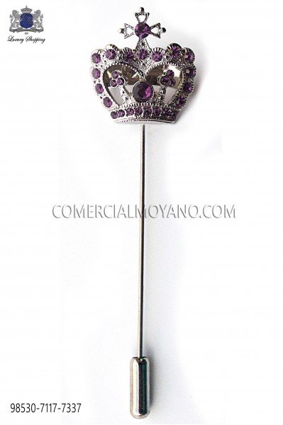 Purple crown crystal rhinestone pin 98530-7117-7337 Ottavio Nuccio Gala.