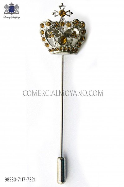 Gold crown crystal rhinestone pin 98530-7117-7321 Ottavio Nuccio Gala