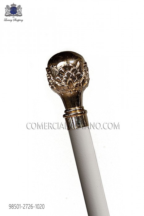 White cane with gold tone knob 98501-2726-1020 Ottavio Nuccio Gala.