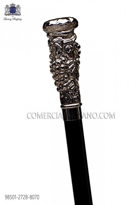 Black cane with silver handle cluster 98501-2728-8070 Ottavio Nuccio Gala.