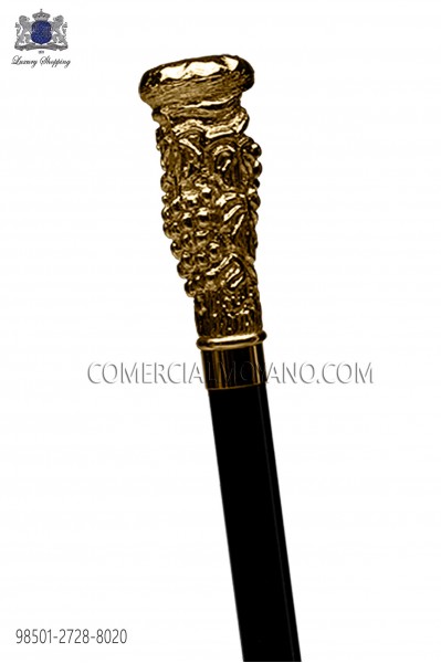 Bastón negro con empuñadura de racimo dorada 98501-2728-8020 Ottavio Nuccio Gala.