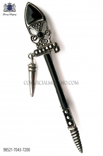Pure silver brooch black sword design 98521-7043-7200 Ottavio Nuccio Gala.