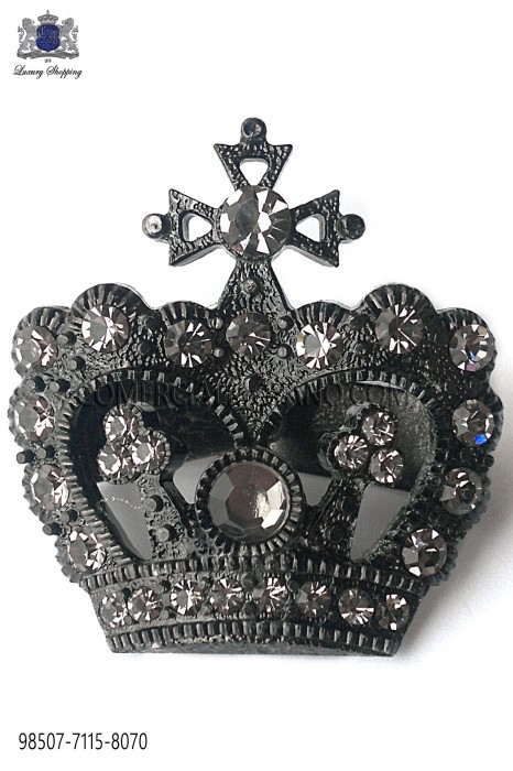 Gunmetal grey crown cravat clasp 98507-7115-8070 Ottavio Nuccio Gala.