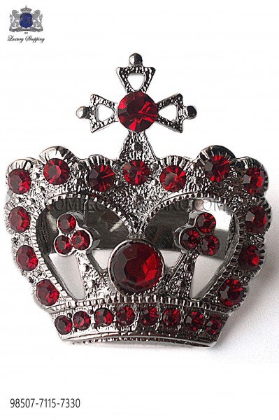 Broche corona con strass rojo 98507-7115-7330 Ottavio Nuccio Gala.
