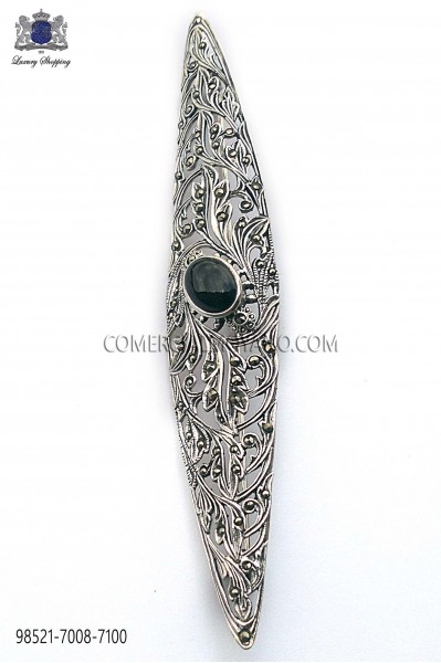 Silver brooch with maroon stone 98521-7008-7100 Ottavio Nuccio Gala.